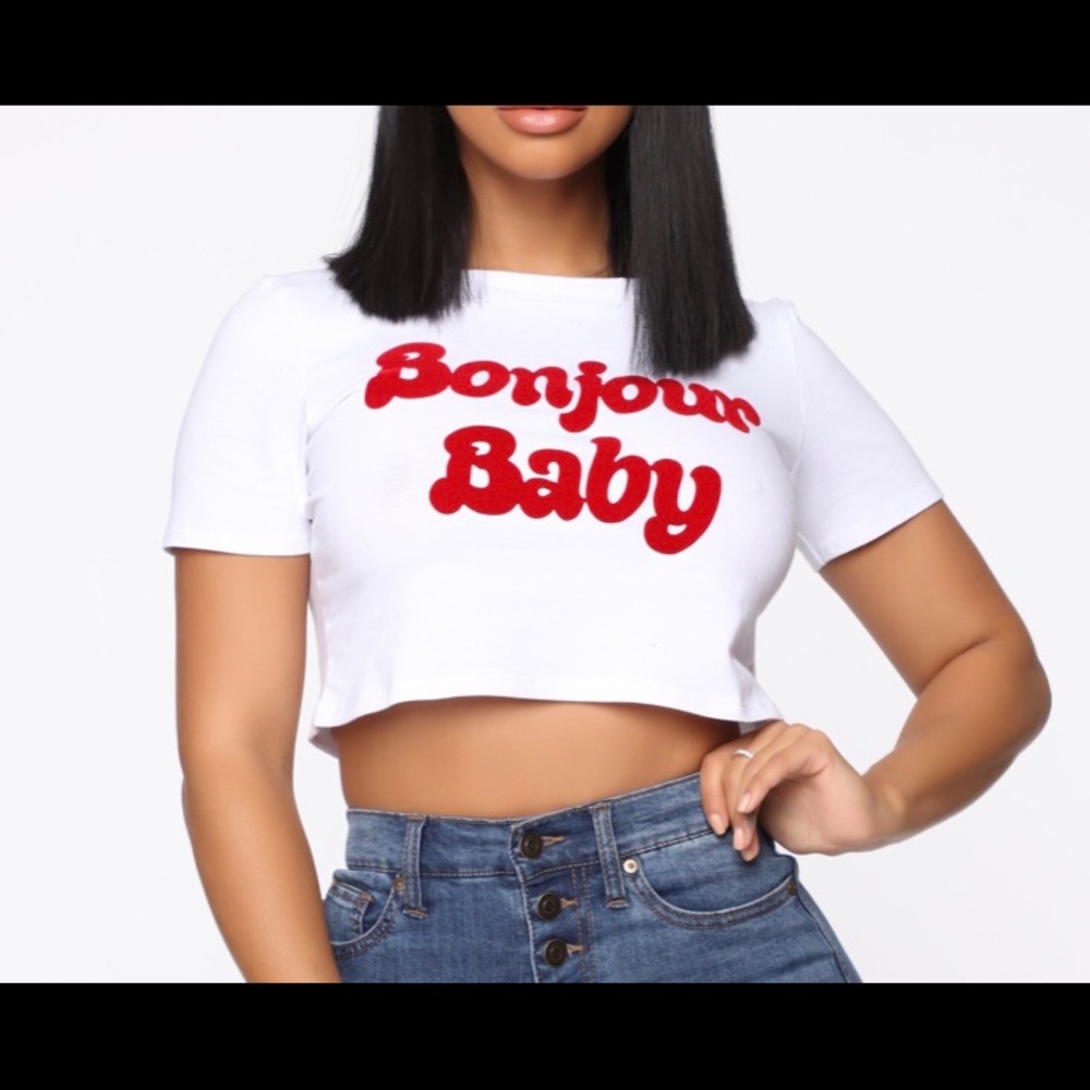 Bonjour Baby Crop Top - White